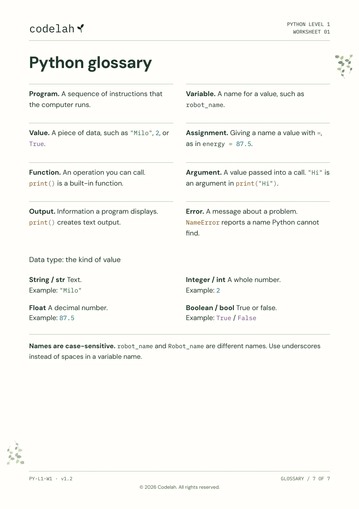 Print text and use variables, page 7 of 7